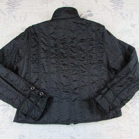 EUC Anne Fontaine Eudora quilted black jacket silver hardware size 4 Us ML - Picture 3 of 7